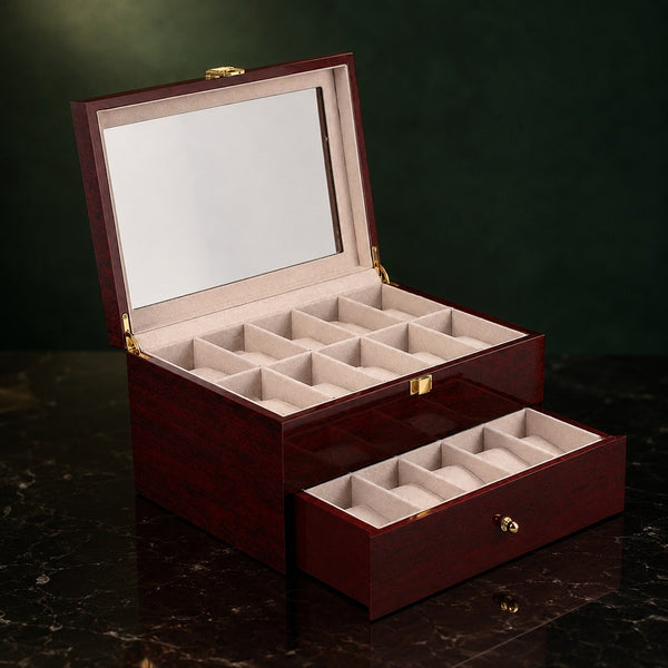 Coffret Amarante 20 montres, finition bordeaux — vue principale
