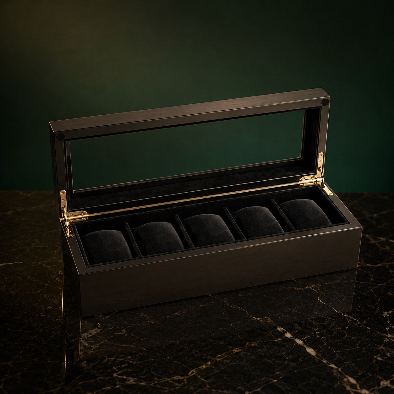 Coffret Bambouroy 5 montres, finition noyer — vue principale