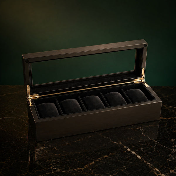 Coffret Bambouroy 5 montres, finition noyer — vue principale