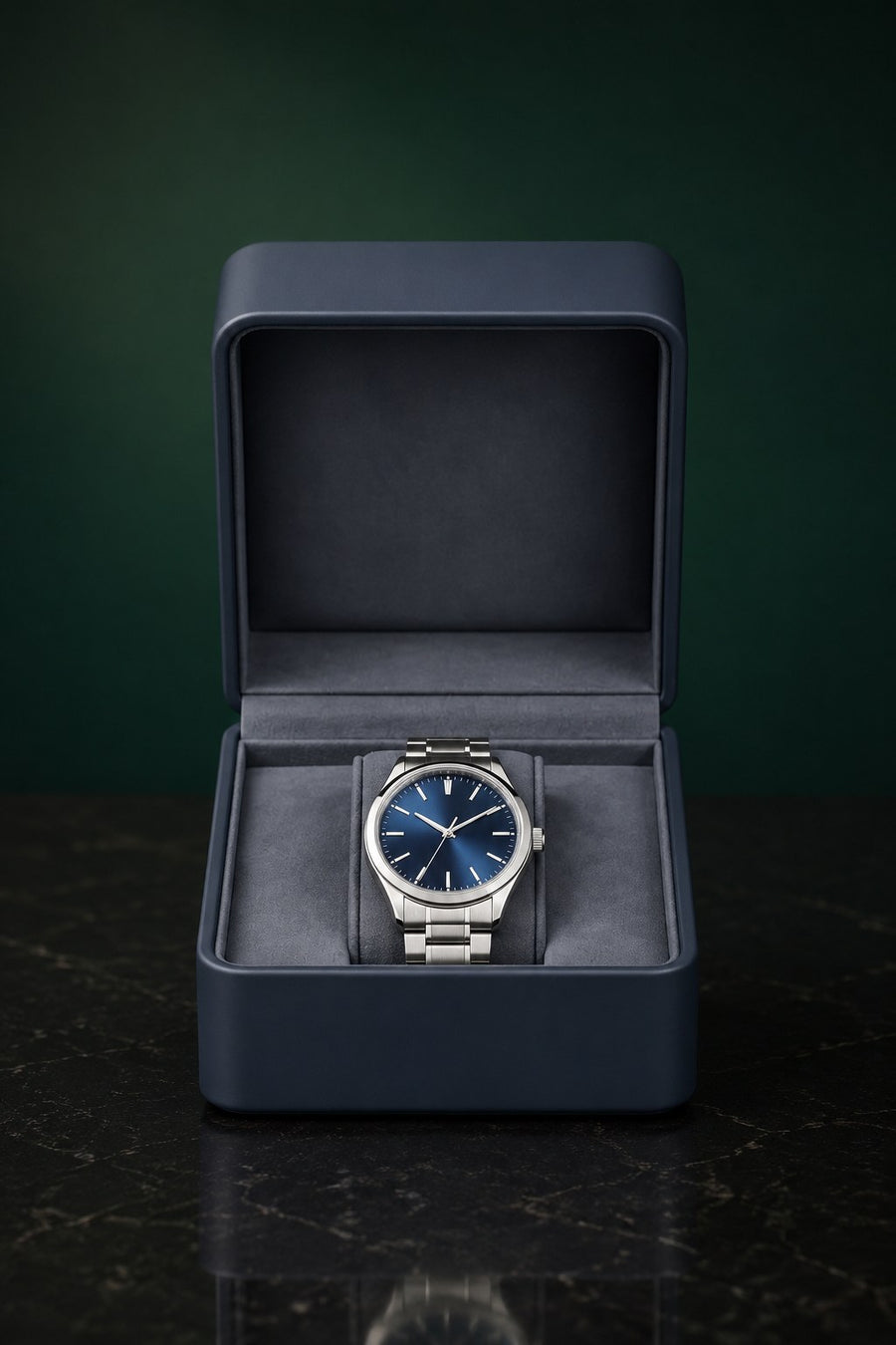 Coffret Cérulée 1 montre, finition marine — vue des emplacements