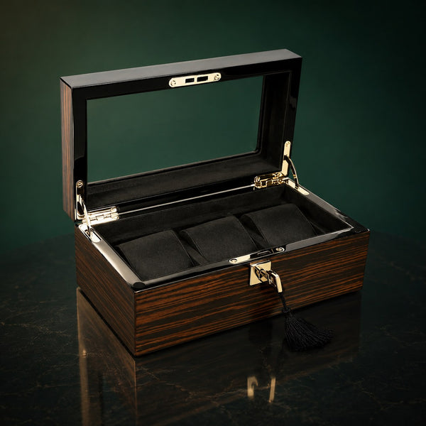 Coffret Ébénacée 3 montres, finition teck — vue principale