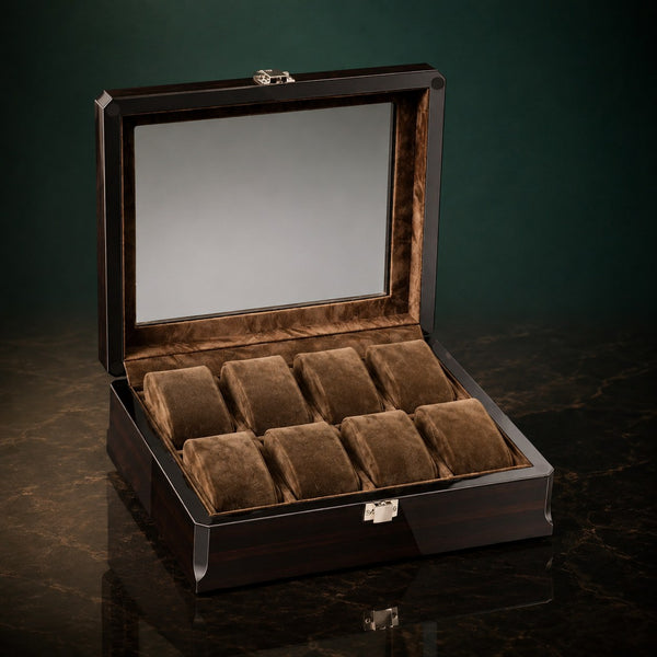 Coffret Ébéniste 8 montres, finition noyer — vue principale