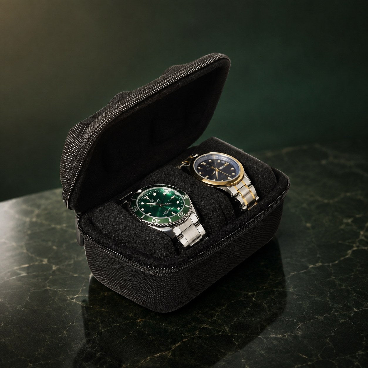 Coffret Nuitcobalt 2 montres, finition noir — vue principale