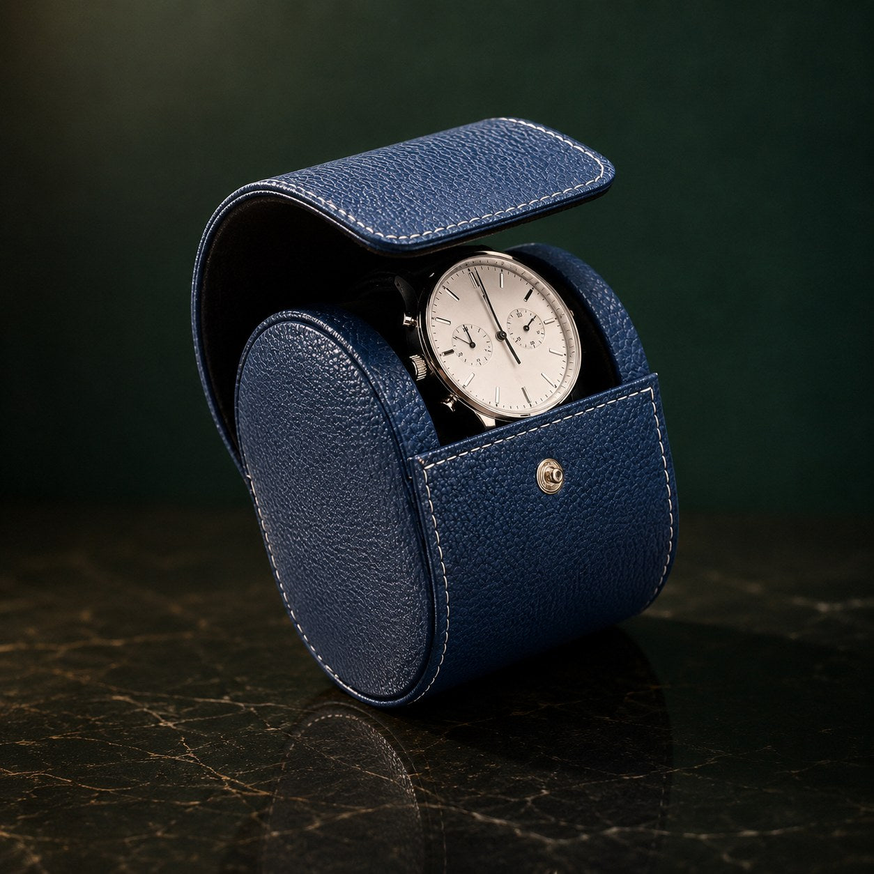 Étui Tannée 1 montre, finition indigo — vue principale