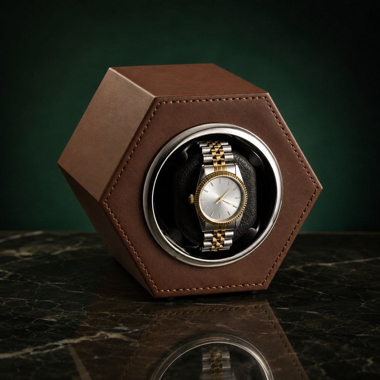 Remontoir Galaxie 1 montre, finition cognac — vue principale
