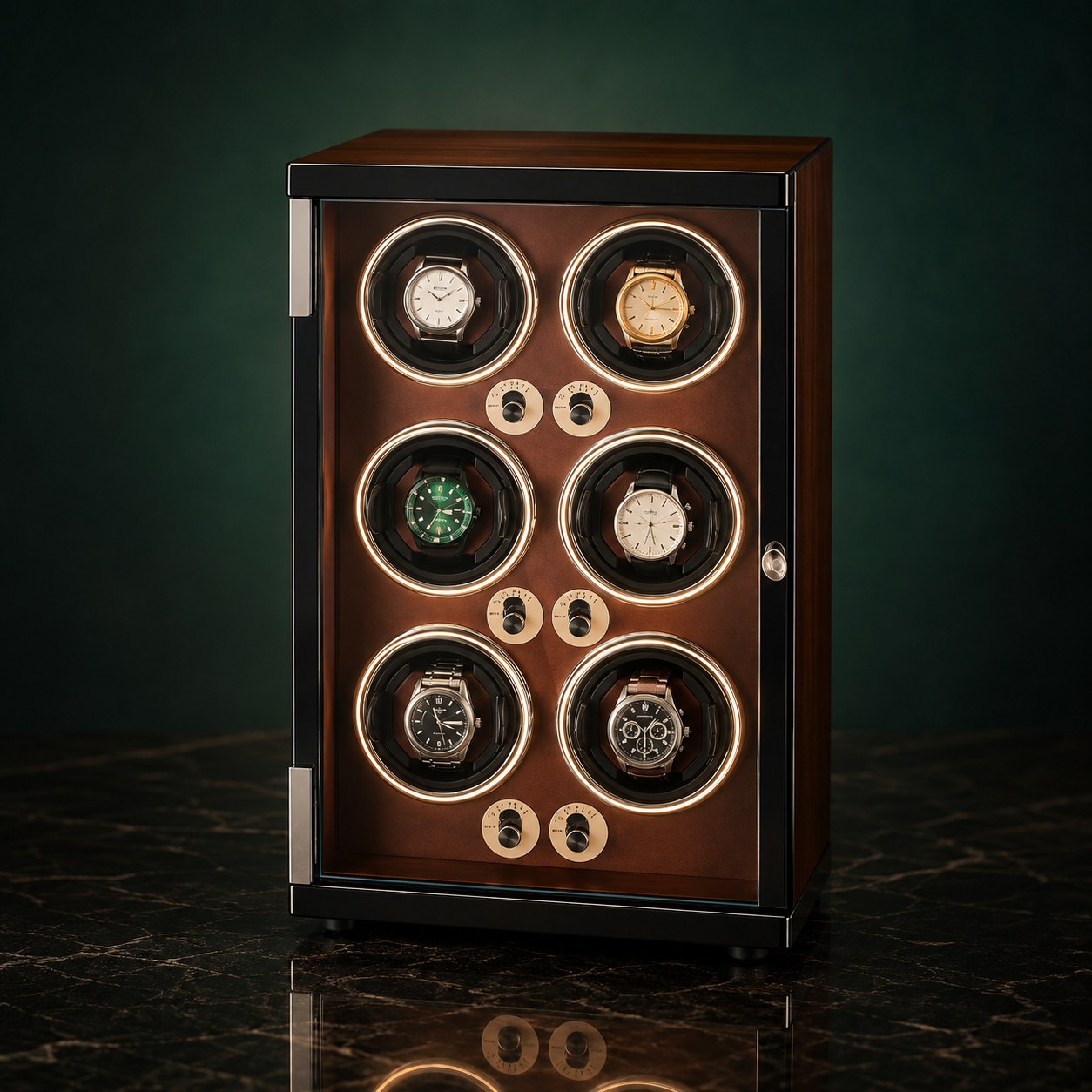 Remontoir Nervure 6 montres, finition onyx — vue principale